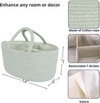 Diaper Caddy Organizer Cotton Rope Baby Basket Nursery Storage and Portable Tote Bag for Car Ideal Baby Shower Gifts and Registry Must-Have for Newborn Essentials light green