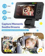 Wireless Baby Car Camera with 1080P Advanced Night Vision and 32H Battery, No Wi-Fi Needed Easy Setup Car Baby Monitor with Video Recording Adjustable Angle, Newborns Travel Essentials Gifts