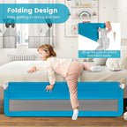HONEY JOY Bed Rail for Toddlers, 71-in Extra Long, Portable Safety Bed Guardrail w/Double Safety Child Lock, Foldable Baby Bed Rail Guard, Fit King & Queen Full Twin Size Bed Mattress(Blue, Pack 1)