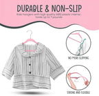 50 Premium Kids Velvet Hangers - 14" Non-Slip Clothes Hangers for Kids & Preteens - Ultra Slim, Space-Saving, Strong & Durable Hangers with 360° Swivel Hook - Pink