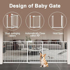 WAOWAO Baby Gate 52.76-62.2" Extra Wide Pressure Mounted Walk Through Swing Auto Close Safety White Metal Toddler Kids Child Dog Pet Puppy for Stairs,Doorways,Kitchen
