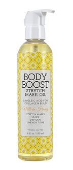 Body Boost Milk & Honey Stretch Mark Oil 8oz- For Stretch Marks and Scars- Pregnancy and Nursing Safe
