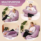 Chilling Home Pregnancy Pillows for Sleeping-U Shaped Full Body Pillow Maternity Pillow 58 inch-Pregnant Women Must Have with Removable Cover, Pink