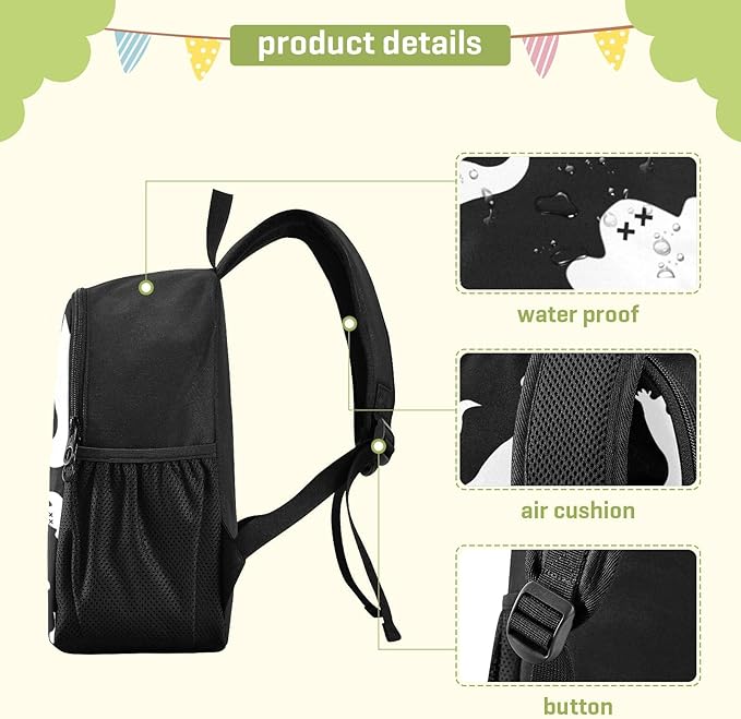 Halloween Ghost Toddler Backpack Waterproof Mini Backpack Boys/Girls Cute Small Backpack Kindergarten Pre School Bags 13 Inch