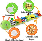 LIGHTDESIRE Baby Toys Musical Caterpillar,Infant Stuffed Animal Toy with Crinkle and Rattles,Soft Sensory Toys with Textures for Tummy Time Newborn Boys Girls 0 3 6 12 Months(Green)