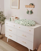 Blissful Diary Muslin Baby Changing Pad with Waterproof Lining Foam, Diaper Changing Table Pad with Cover for Dressers (Monstera, Avocado)