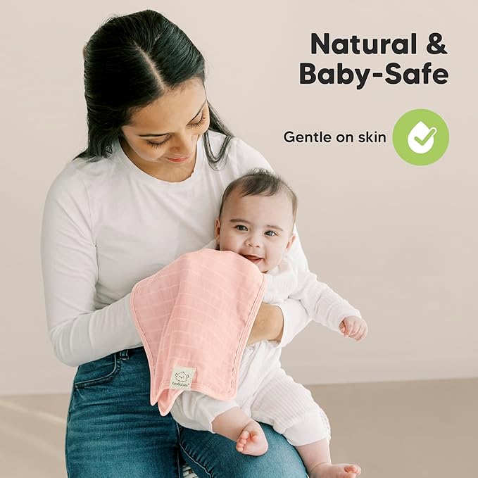 5-Pack Cotton Muslin Burp Cloths Baby Girls, Boys - Soft & Absorbent Spit Up Burp Rags, Large Muslin Towel, Cotton Wash Cloths for Babies, Newborn, Infant, No Shrink, Durable, Neutral (Flora Dew)