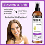 pureSCRUBS Ultra Moisturizing Lavender Body Oil Spray for Dry Skin, Massage, Cuticles & More, Organic Blend of Jojoba, Argan, Coconut, Sweet Almond & Avocado Oils Enriched with Vitamin E, Lg 4oz