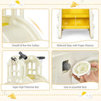 BABY JOY Toddler Large Slide, 6 in 1 Slide for Kids with Basketball Hoop, Ring Toss, 2 in 1 Convertible Climbing Way, Freestanding Kids Slide Climber Set for Indoors Outdoor Boys Girls Gifts Present