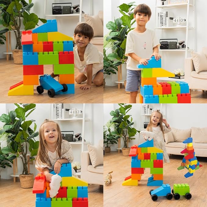 PLATPORTS Big Blocks- Big Jumbo Blocks - Large Building Blocks - Large Blocks - Giant Building Blocks - Jumbo Blocks - Big Blocks for Kids Ages 3-8