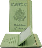 Melsbrinna RFID Passport Holder for Travel, Unisex Adults, Green, Faux Leather, Travel Wallet, RFID Protected