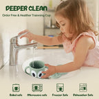 Silicone Snack Cups Food Container for Toddlers and Babies, Spill Proof Training Cup with Snack Cup Lid & Dust Proof Lid, Comes with a toy strap, Without BPA, Lead, or Phthalates (Ether&Beige)