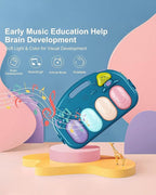 dearlomum Baby Play Mat Gym,Funny Play Piano Tummy Time Activity Mat with 5 Infant Sensory Toys & 4 Wrist Rattle Socks, Boy & Girl Gifts for Newborn 0 to 3 6 9 12 Months(Blue)