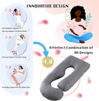 Pregnancy Pillow, Full Body Maternity Pillow 57 inch, with Removable Washable Cover - Sleep Support for Legs, Back, Neck, Shoulder, HIPS, Belly for Pregnent Women, 100% Cotton