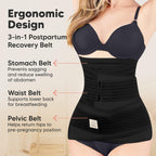 3 in 1 Postpartum Belly Support Recovery Wrap – Postpartum Belly Band, After Birth Brace, Slimming Girdles, Body Shaper Waist Shapewear, Post Surgery Pregnancy Belly Support Band (Midnight Black, XL)