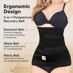 3 in 1 Postpartum Belly Support Recovery Wrap – Postpartum Belly Band, After Birth Brace, Slimming Girdles, Body Shaper Waist Shapewear, Post Surgery Pregnancy Belly Support Band (Midnight Black, M/L)