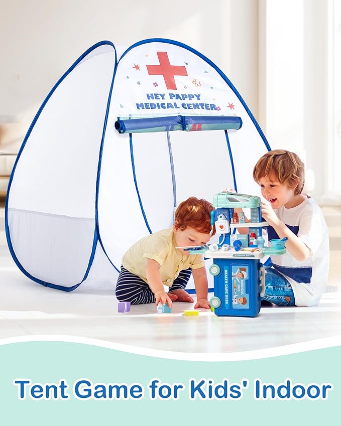 Kids Tent,Pop Up Kids Play Tent Hospital Center Theme with Complete Toy Set, Play Toys Play Set for Indoor Outdoor Pretend Play
