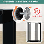 40.5" Extra Tall Baby Gate for Doorways, 54.8"-57.4" Extra Wide Pet Gate Pressure Mounted, Narrow Space Puppy Barrier Gates Indoor, No Drill Metal Safety Child Gate No Climb, Black