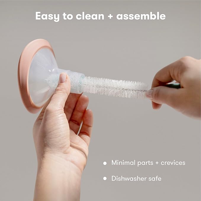 Frida Mom 2-in-1 Breast Pump: Manual Hand Pump & Hands-Free Automatic Suction Cup, Dual-Mode, Wireless Milk Collector, Ergonomic Handle, SoftFeel Flange for Breastfeeding