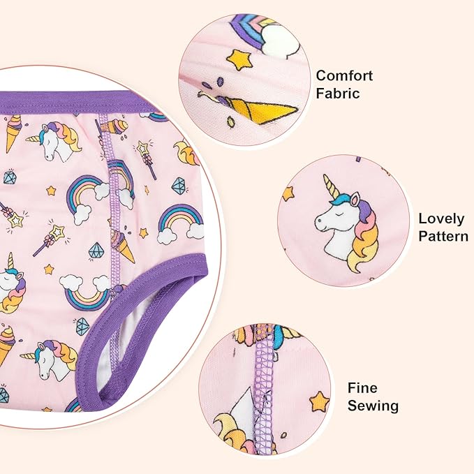 MooMoo Baby 8 Packs Potty Training Pants Cotton Absorbent Training Underwear for Toddler Boy and Girls 2T-9T