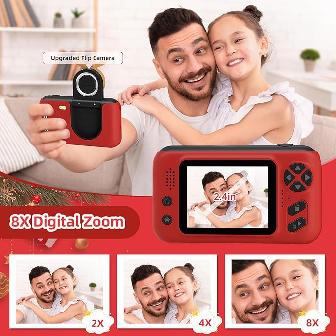Kids Camera Girls for 3 4 5 6 7 8 9 Years Old Girls,1080P HD Video Selfie Camera with 32G SD Card Kids Digital Camera Toys for Toddler Birthday Gifts Red
