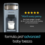Baby Brezza New and Improved Formula Pro Advanced Formula Dispenser Machine - Automatically Mix a Warm Formula Bottle Instantly - Easily Make Bottle with Automatic Powder Blending, Slate