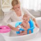 Foldable Baby Bathtub Seat, Non-Slip Bath Chair for Sitting Up, Cute Shape With Suction Cups for 6-18 Months (Pure Blue)