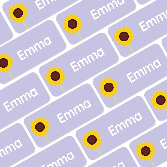 Personalized Name Labels for Kids (120) – Custom Waterproof & Durable Stickers for Clothing, Daycare, Office & School Supplies - Flowers