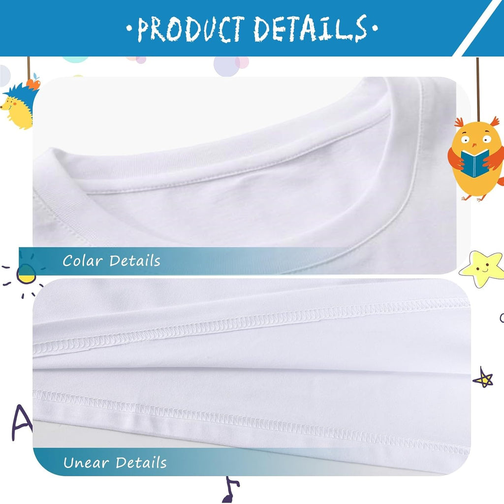 4 Pack Toddler Blank Sublimation T-Shirt,Modal Crew Neck Short Sleeve, T-Shirt for Kids Baby Children