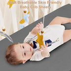 2 Pack Muslin Fitted Crib Sheets for Baby Girls & Boys-Neutral Breathable Crib Mattress Protector for Standard Crib Mattress(28"x 52")-Soft No Slip Cotton Toddler Bedding-Gray & White