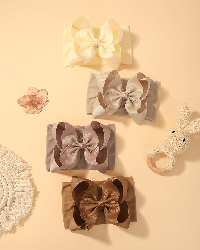 doboi 12pcs Big Baby Bows Baby Girl Headbands Ribbon Bow Hair Accessories Nylon Headband Bows for Baby Girls Infant Newborn Toddler