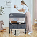 BabyBond Portable Baby Changing Table with 2 Storage Baskets, Foldable Diaper Changing Table Dresser Waterproof Height Adjustable Changing Station for Infant and Newborn(Grey)