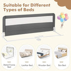 BABY JOY Bed Rails for Toddlers, 59‘’ Extra Long, Upgraded Swing Down Bed Guard w/Safety Straps, Folding Baby Bedrail for Kids Twin, Double, Full Size Queen & King Mattress (Gray, 59-Inch)