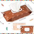 FEBSNOW 2 Pack Baby Wipes Dispenser, Portable Refillable Wipe Holder Baby Wipes Container Travel Wipes Case Reusable Boho Wet Wipes Pouch