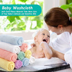 HOMEXCEL Baby Washcloths 12 Pack-Microfiber Baby Bath Face Towel 11.5 x 11.5 Inch Extra Absorbent and Soft Burp Cloth and Wash Cloths for Newborn-Infants and Toddlers-Gentle On Sensitive Skin