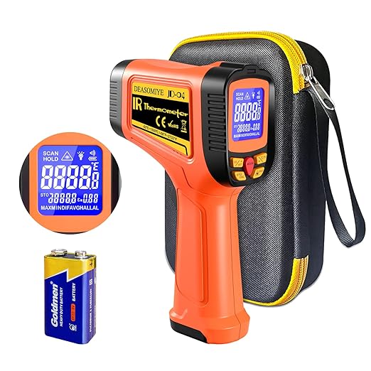 -58°F to 2732°F Digital Infrared Thermometer Gun, 50:1 Distance Ratio Laser Temperature Gun with MAX/MIN/AVG Measure and Alarm, Heat IR Temp Gun for Cooking, Griddle, HVAC, Industrial Forging