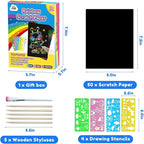 ZMLM Scratch Art Crafts Boys Gifts, 60 Rainbow Scratch Paper Art Gifts for 3 4 5 6 7 8 9 10 Years Old Girls and Boys Kids, Arts and Crafts for Kids 4-6 Birthday Toys and Games Activities Gift (Blue)
