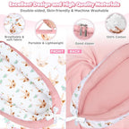 Baby Lounger - Baby Lounger for Newborn 0-24 Months, Breathable and Soft Cotton Cover Baby Nest, Portable Cozy Tummy Time Lounger for Home and Travel, Ideal Baby Essentials & Shower Gifts