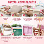 Easel for Kids,Adjustable Wooden Art Easel for Kids,119+ Art Supplies,Double Sided Magnetic Chalkboard and White Board Whit Storage Basket,Drawing and Painting for Aged 2-4,5-7,8-12,2 Paper Rolls