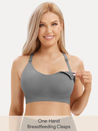 Angelhood Nursing Bras for Breastfeeding, Seamless Nursing Sports Bra Support Yoga Maternity Bras Pregnancy Sleep Bralette