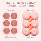 6x3oz Baby Food Freezer Tray with Clip on Lid Gossamer Pink | Leakproof Freezer Molds Silicone Storage Container for Purees Fruits Vegetables