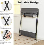 INFANS Baby Changing Table, Folding Diaper Station Portable Nursery Organizer with Safety Belt and Large Storage Racks for Newborn Baby and Infant (Grey)