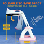 SKYROKU Potty Training Toilet, New Sector-Shape Stabilized Base two in one Toddler Toilet Seat with Splash Guard, Anti Slip Pad, and Step Stool Pink