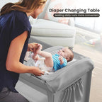 Large Pack and Play, Baby Bed Portable Crib with Diaper Changing Table Mattress Hanging Toys & Decor, Travel Bassinet Bedside Sleeper Playard from Newborn to Toddlers