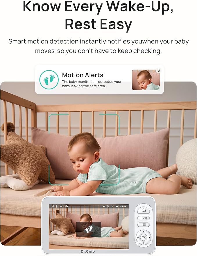 Dr.Care LumiView Plus Smart WiFi Baby Monitor - 5.5" 1080P Split Screen & 2K Camera, Privacy Mode, Cry & Motion Alerts, 5000mAh Removable Battery, RGB Night Light, HD Night Vision, App Control, 1279ft
