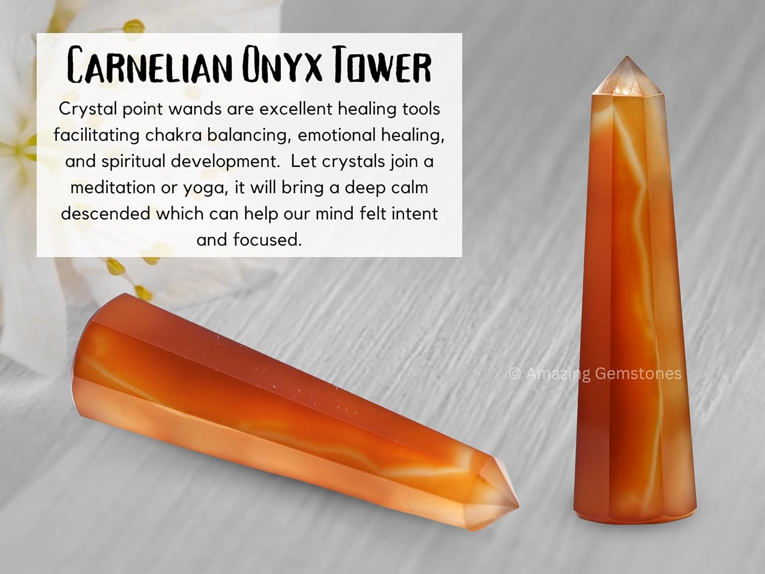 Amazing Gemstone Carnelian Onyx Crystal Towers ~ Natural Healing Crystal Point Obelisk for Reiki Healing and Crystal Grid (2 to 3 INCH)