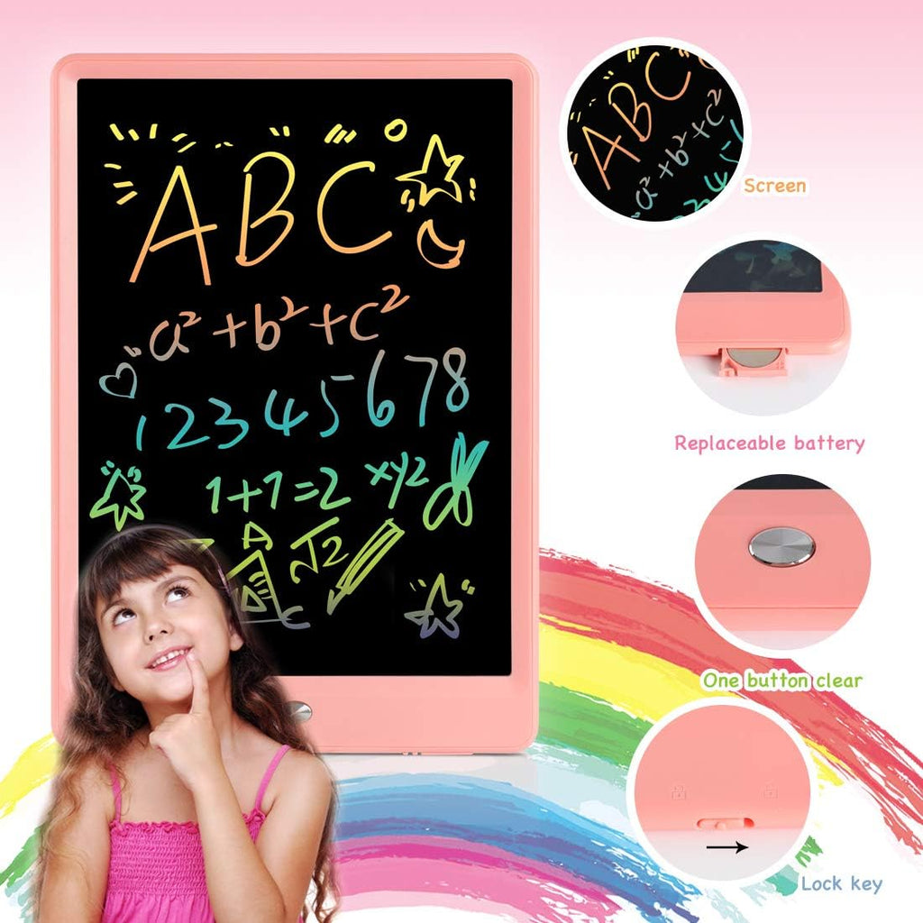 ORSEN LCD Writing Tablet 10 Inch, Colorful Doodle Board Drawing Pad for Kids, Toddler Toys for 3 4 5 6 7 8 Year Old Girls Boys Gifts (Pink)