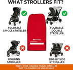 ONGUARD Waterproof Single and Double Stroller Bag for Airplane - Travel Stroller Cover for Air Travel and Storage - Gate Check Bag Backpack- Baby Airplane Essentials - Red