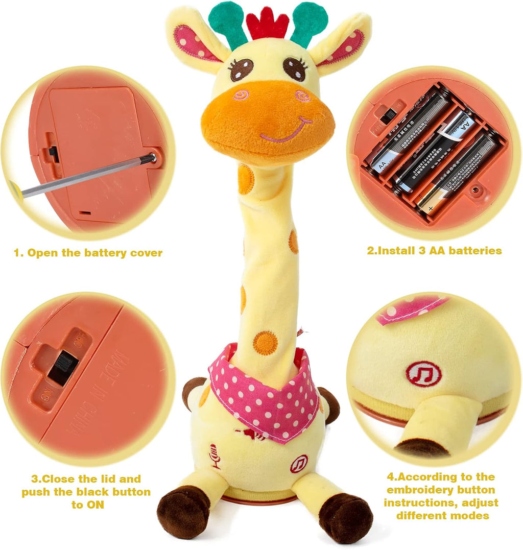 Dancing Giraffe Musical Toys Recording and Repeating Plush Baby Toys 6 to 12 Months Toys, Singing Talking Giraffe Baby Developmental Toy,Valentines Day Decor/Gift for Friend