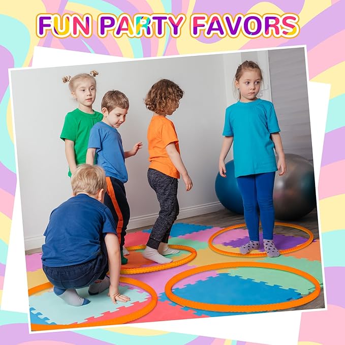 Shappy 6 Pcs Exercise Hoop Detachable Adjustable Plastic Toy Playground Toys Colored Hoop Circles for Teens Games Gymnastics Dog Agility Equipment Party Decor